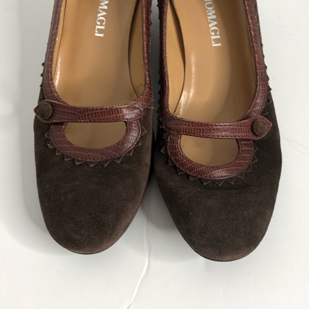 Bruno Magli Brown Suede Mary Jane Heeled Shoes 6 - Picture 2 of 14